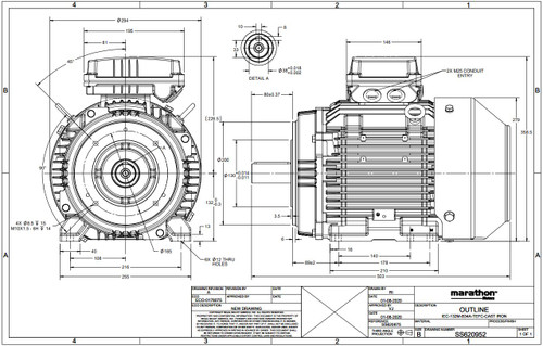 R931 Marathon |  10 hp 7.5 kw 1800 RPM 132MC Frame 230/460V TEFC C-Face  Electric Metric Motor