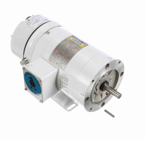 116467.00 Leeson 1/2 hp 1800 RPM 208-230/460V 56C Frame (Rigid Base) TEFC 3-Phase Wash-Down Brakemotor