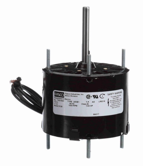 Fasco D126 Motor | 1/40 hp 1500 RPM CW 3.3" Diameter 115 Volts