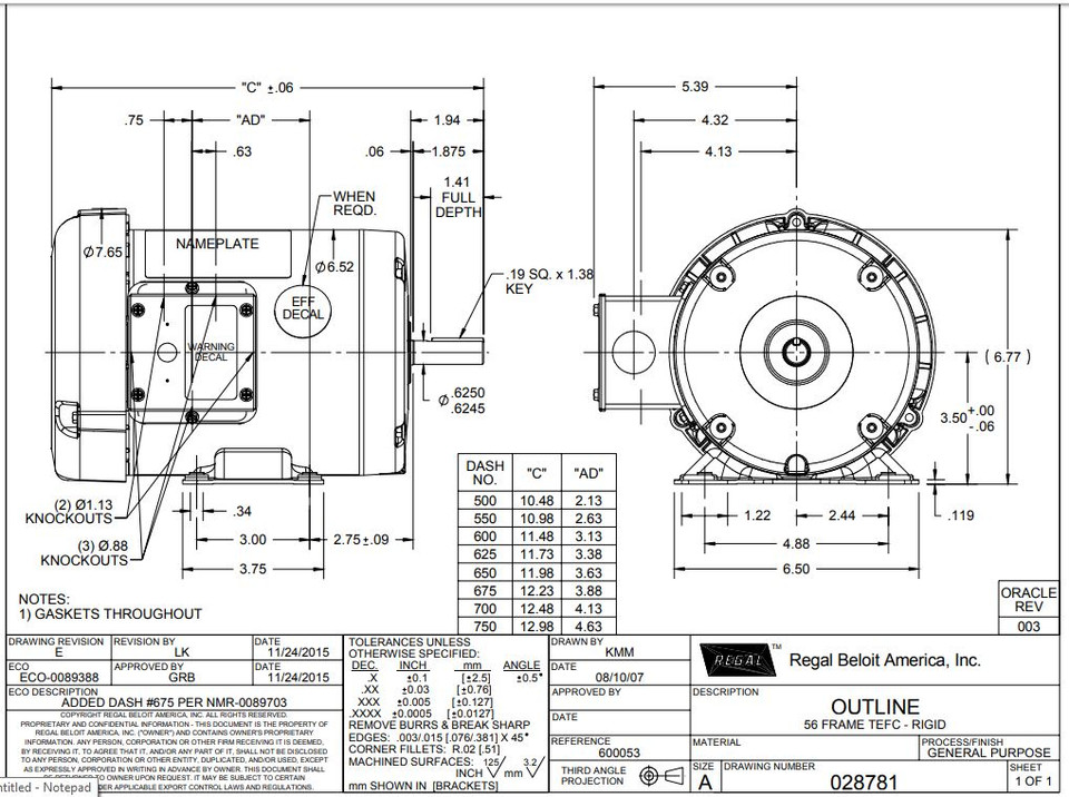 114618.00 Leeson | 1/2 hp 850 RPM 56 Frame 208-230/460 Volts TEFC