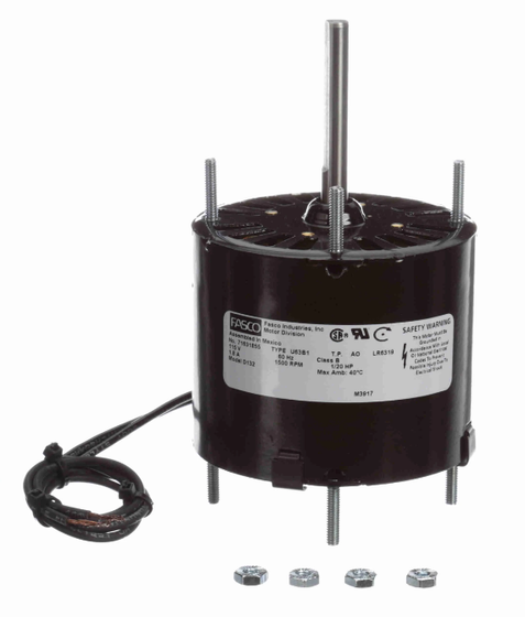 Fasco D132 Shaded Pole Motor, 1/20 HP, 1500 RPM, 115V, 1.8A, 60 Hz, CW, 3.3 in. Diameter, Stud Mount