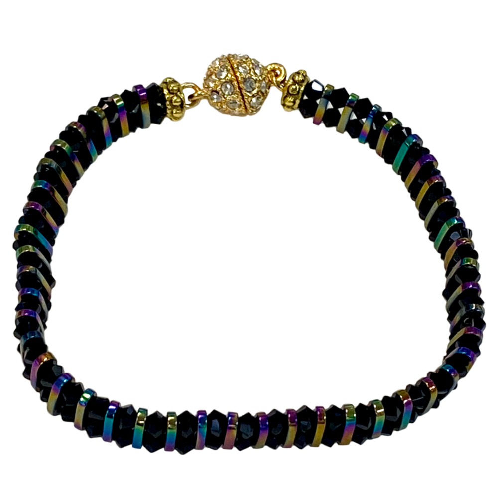 Midnight Shine Hematine & Crystal Bracelet Tutorial