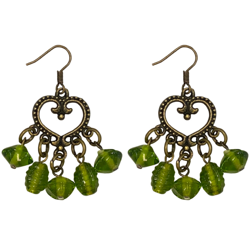 Green Heart Drop Earrings: Project Instructions
