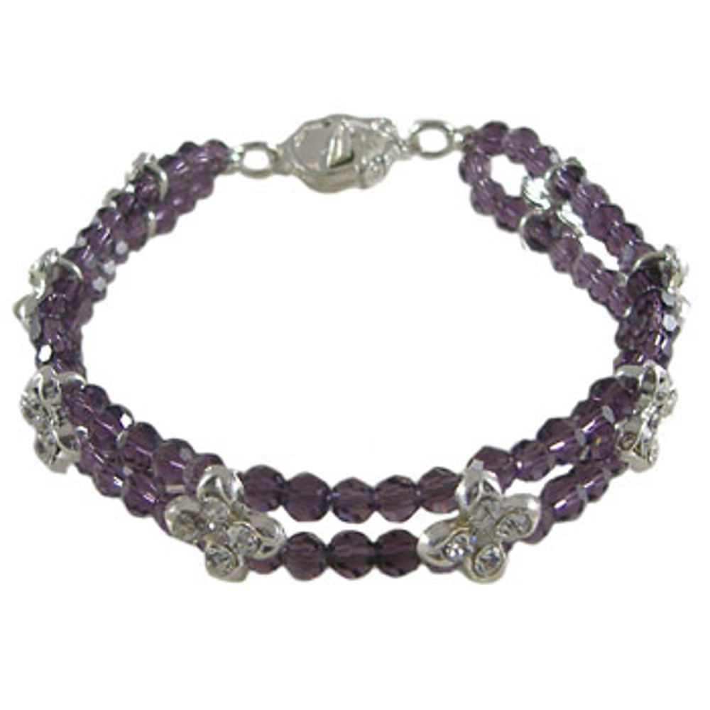 2 Strand Purple/Black Flower Bracelet: Project Instructions