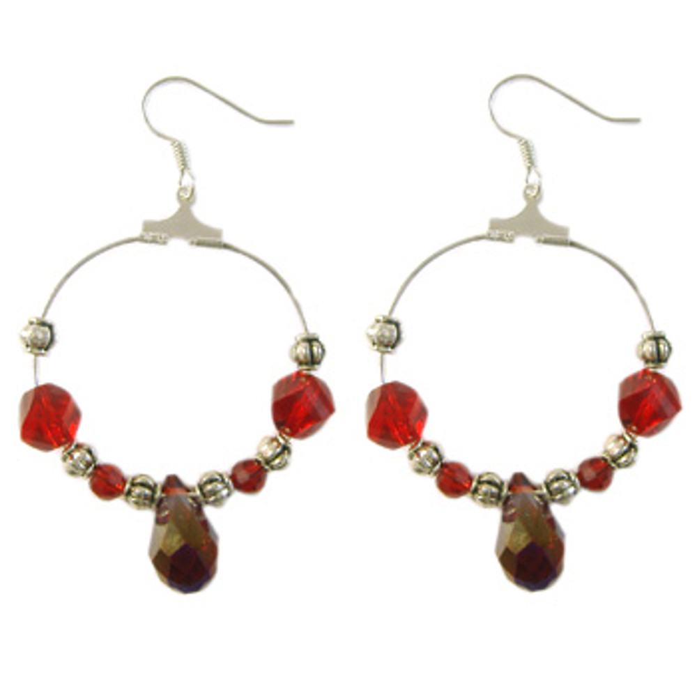 Red Crystal Hoop Earrings: Project Instructions