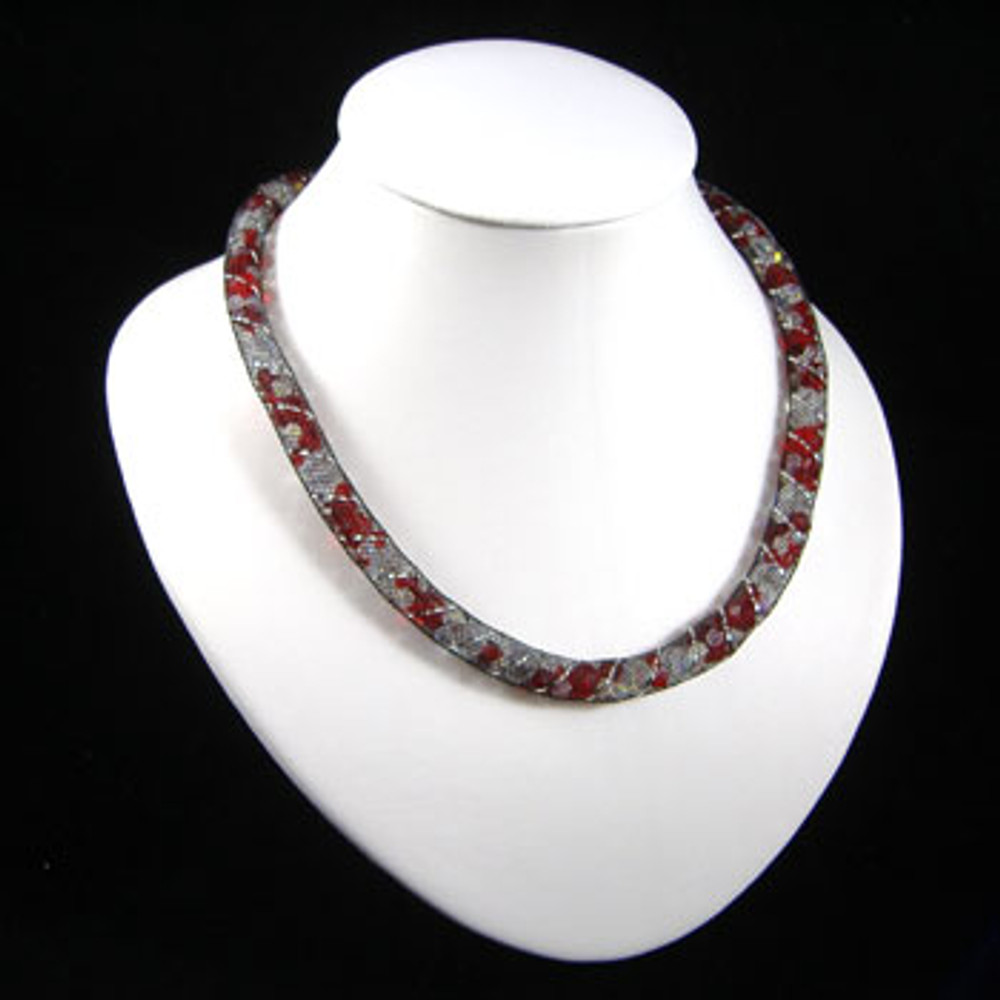 Simple Crystal Red Wire Mesh Tubing Necklace: Project Instructions