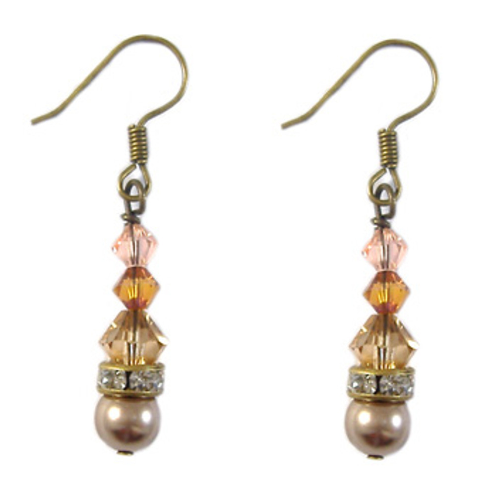 Brown Crystal & Pearl Earrings: Project Instructions