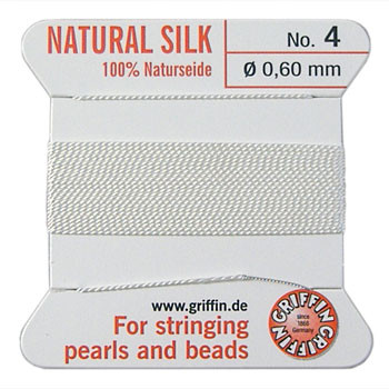 Griffin 1mm Thick Natural Silk Cord - Size 16 Black Beading Thread With Attached Needle