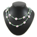 Green Crystal/Purple Clay Flower Two Strand Necklace: Project Instructions