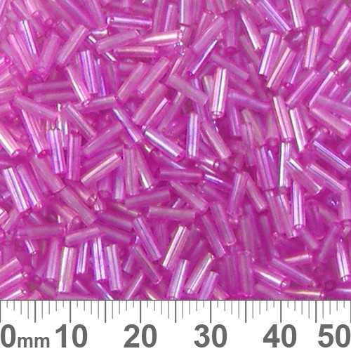 Bright Pink 6mm Glass Bugle Beads