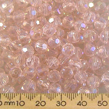 BULK Pink 6mm Round Faceted Glass Crystal Beads
