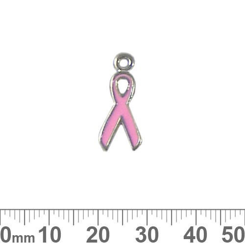 Pink Awareness Ribbon Enamel Metal Charm