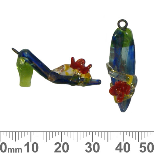 Green/Blue High Heel Shoe Glass Bead Charm Green/Blue High Heel Shoe Glass Bead Charm