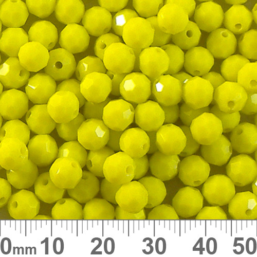 BULK Opaque Yellow 6mm Round Faceted Glass Crystal Beads