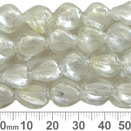 SECONDS 12mm White Twisted Flat Oval Bead Strands