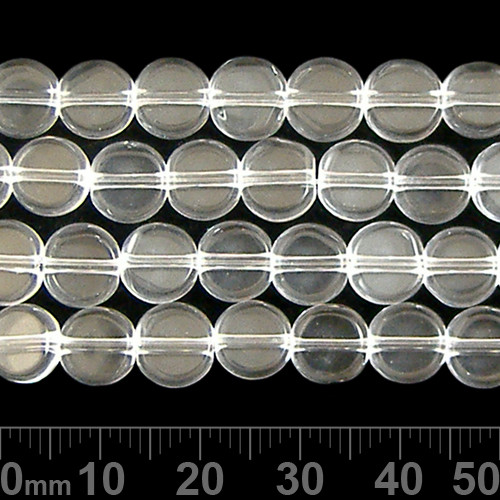 8mm Clear Flat Round Glass Bead Strands