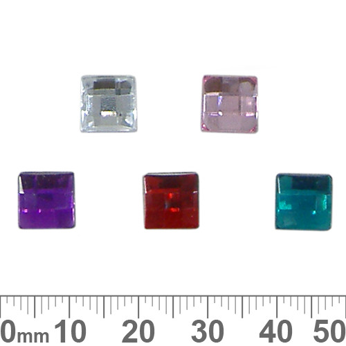 BULK 8mm Square Faceted Plastic Diamantes