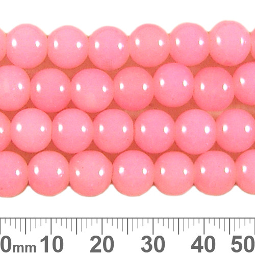 8mm Round Pastel Pink Glass Bead Strands
