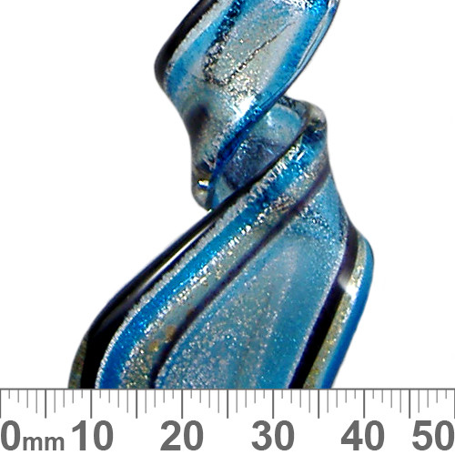 Blue Freeform Foil Twist Glass Pendant