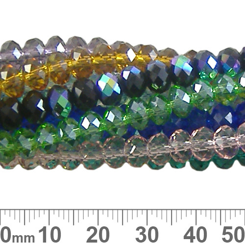 BULK Mixed 6mm Rondelle Glass Crystal Strands
