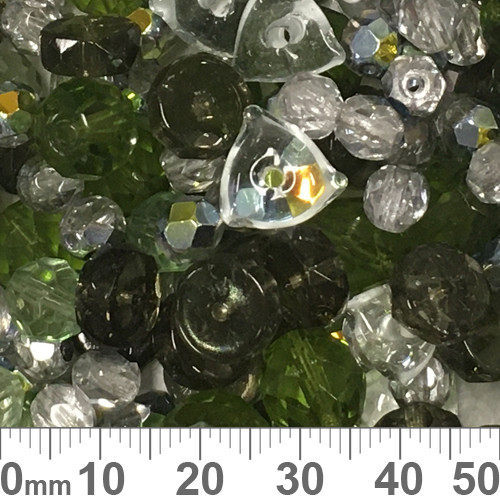 Dark Green Czech Glass Bead Mix