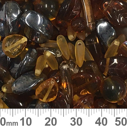 Dark Brown Czech Glass Bead Mix