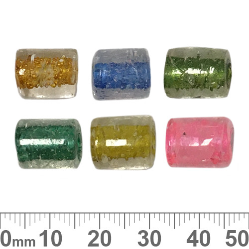 Inside Colour Large Hole 12mm Tube Glass Beads (not colourfast)