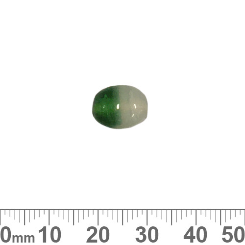 Green/White 9mm Oval Glass Beads