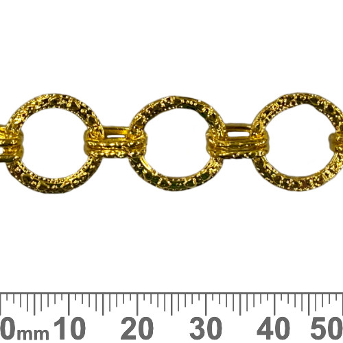 Bright Gold 14mm Large Round Patterned Chain