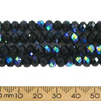 Jet Black AB 6mm Rondelle Glass Crystal Strands