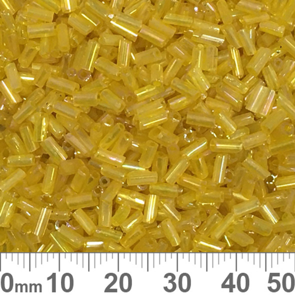 Yellow AB 4mm Glass Bugle Beads