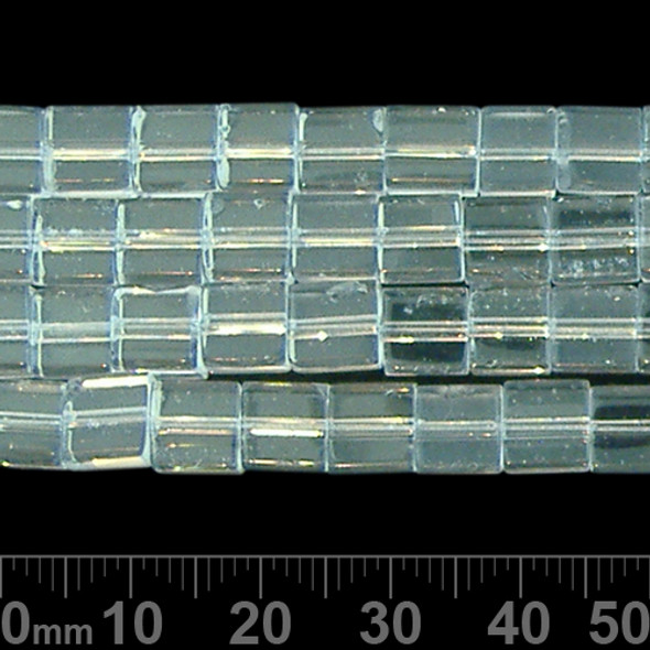 6mm Clear Cube Glass Bead Strands