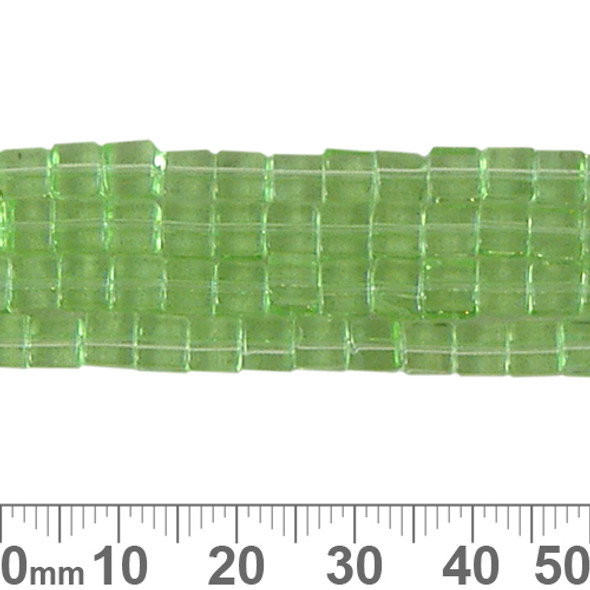 4mm Cube Peppermint Green Glass Bead Strands