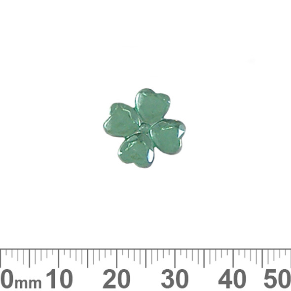 14mm Green 4 Leaf Clover Plastic Diamantes