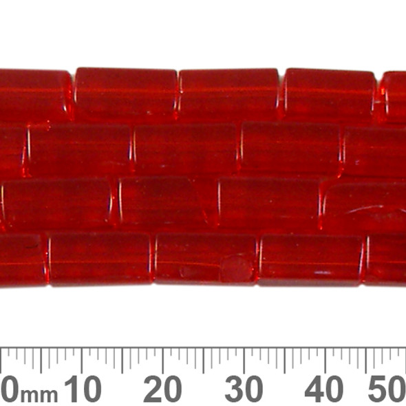 13mm Red Rectangular Glass Bead Strands
