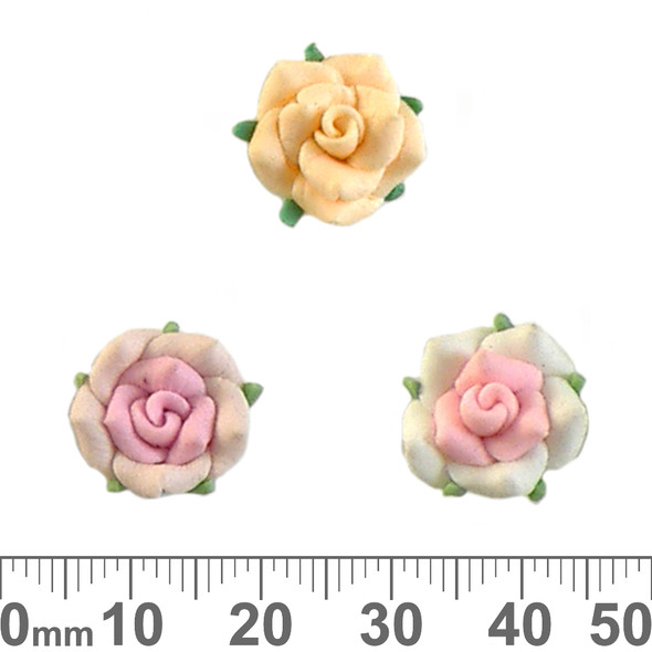 13mm Small Clay Rose Beads