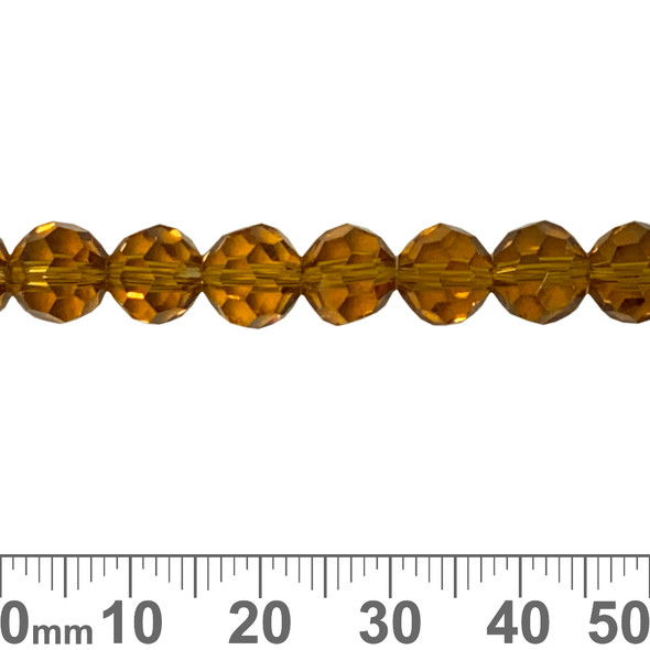Amber Brown 8mm Round Glass Crystal Strands