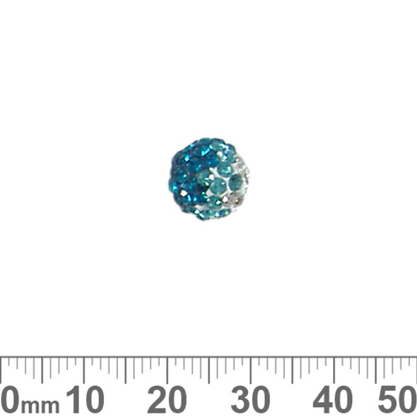 10mm Sparkly Transitional Teal/Clear Pave Bead