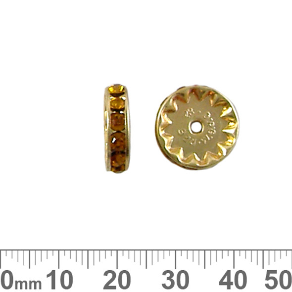 14mm Rondelle Diamante Spacers (Gold/Amber)