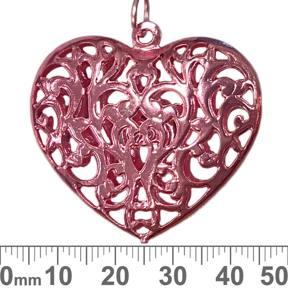 Pressed Filigree Metal Heart Pendant