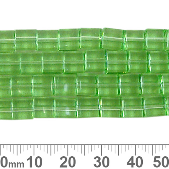 6mm Peppermint Green Cube Glass Bead Strands