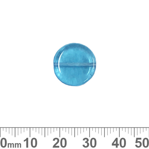 Aqua 15mm Flat Disc Czech Glass Beads