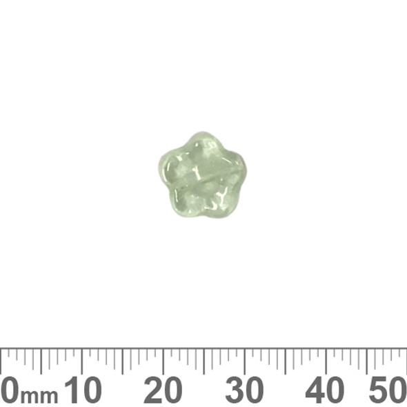 Pale Peppermint 10mm Pressed Flower Czech Glass Beads