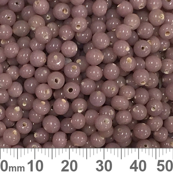 Opaque Rose Purple 4mm Round Glass Beads