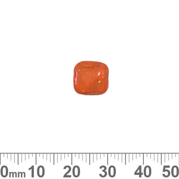 Opaque Orange 9mm Twisted Flat Square Glass Beads