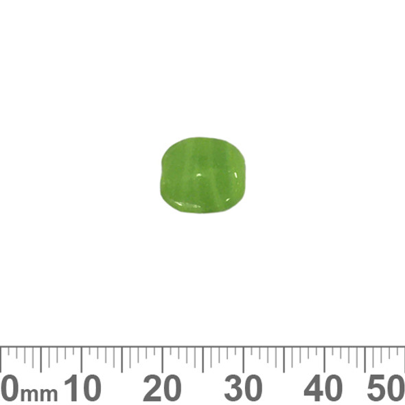Opaque Lime Green 12mm Peaked Flat Oval Glass Beads