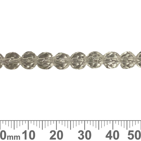 6mm Round Softly Faceted Clear Glass Bead Strands