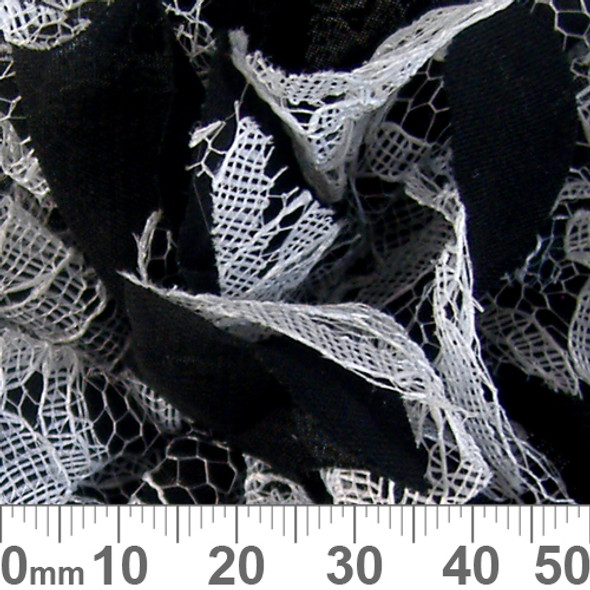 100mm Black/White Lace Fabric Flower