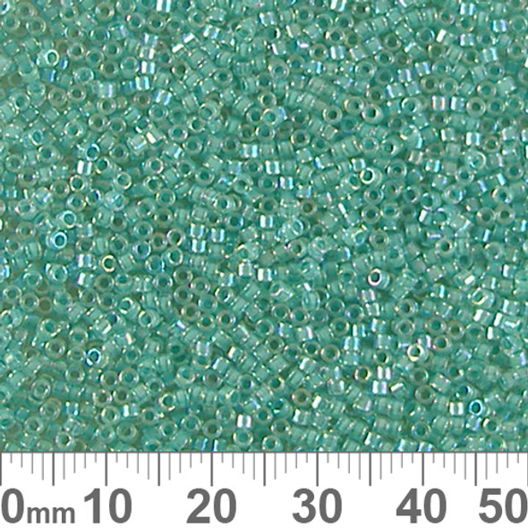 BULK 11/0 Lined Aqua Blue AB Delica Seed Beads