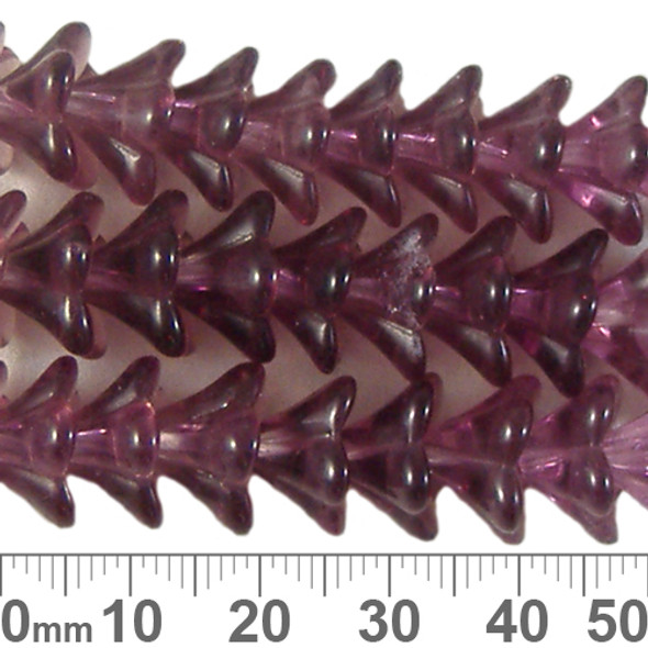9mm Rose Purple Glass Flower Bell Drop Strands